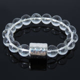Men's Women White Crystal 925 Sterling Silver Bracelet Barrel Faceted Charm DiyNotion BR234
