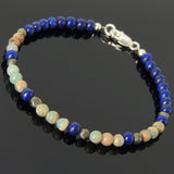 Men's Women Lapis Pyrite Jasper Stone Sterling Silver Bracelet 925 Beads Clasp DiyNotion Handmade BR542