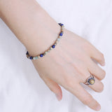 Men's Women Lapis Pyrite Jasper Stone Sterling Silver Bracelet 925 Beads Clasp DiyNotion Handmade BR542