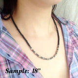 Men's Women Matte Black Onyx Jasper Stone Hematite Sterling Silver Necklace Gemstone 925 Beads Clasp DiyNoion Handmade NK059