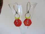 Vintage Red Mother of Pearl & Yellow Bead Drop Earrings with Sterling Silver Ear Wires, Drop Dangle Earrings, MPE162