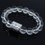 Men's Women White Crystal 925 Sterling Silver Bracelet Barrel Faceted Charm DiyNotion BR234