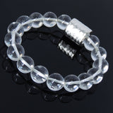 Men's Women White Crystal 925 Sterling Silver Bracelet Barrel Faceted Charm DiyNotion BR234