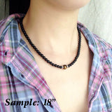 Men's Women Matte Black Onyx Tiger Eye Sterling Silver Necklace Gemstone 925 Spacers Clasp DiyNoion Handmade NK061