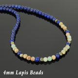 Men's Women Lapis Pyrite Jasper Stone Sterling Silver Necklace Gemstone 925 Beads Clasp DiyNoion Handmade NK064
