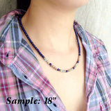 Men's Women Lapis Pyrite Jasper Stone Sterling Silver Necklace Gemstone 925 Beads Clasp DiyNoion Handmade NK064