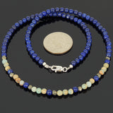 Men's Women Lapis Pyrite Jasper Stone Sterling Silver Necklace Gemstone 925 Beads Clasp DiyNoion Handmade NK064