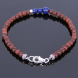Men's WomenRosewood Lapis 925 Sterling Silver Bracelet Bead Clasp DiyNotion Handmade BR199