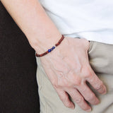 Men's WomenRosewood Lapis 925 Sterling Silver Bracelet Bead Clasp DiyNotion Handmade BR199