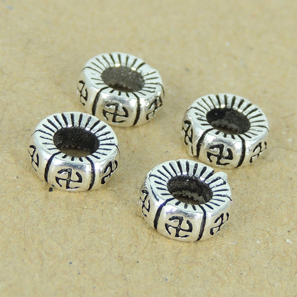 4 Pcs Sterling Silver Spacers Mantra Buddhism WSP352X4 Wholesale: See Discount Coupons in Item Details