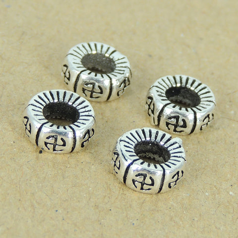 4 Pcs Sterling Silver Spacers Mantra Buddhism WSP352X4 Wholesale: See Discount Coupons in Item Details