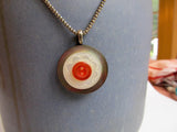 Vintage Carved Mother of Pearl Button Pendant Handmade Necklace with Sterling Silver Chain, MPN168