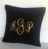 Gold Monogram Throw Pillow Cover, Gold Metallic Monogram Gifts, Gold Three Letter Dorm Decor, Gold, Silver,