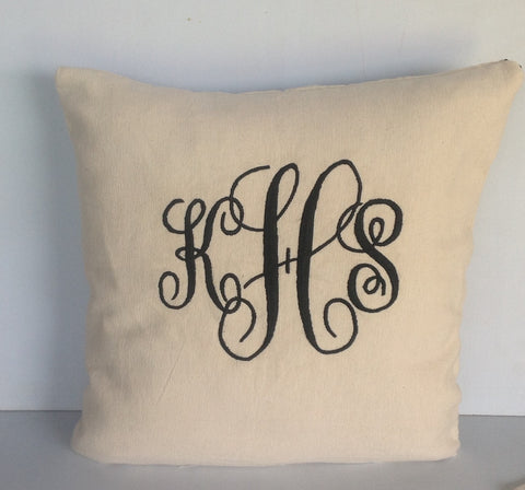 Three Letter Monogram Pillow DecorativeThrow Pillow Personalized Dorm Decor Wedding Baby Gifts All Sizes & Colors