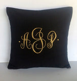 Gold Monogram Throw Pillow Cover, Gold Metallic Monogram Gifts, Gold Three Letter Dorm Decor, Gold, Silver,