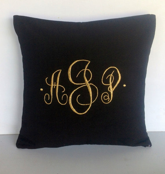 Gold Monogram Throw Pillow Cover, Gold Metallic Monogram Gifts, Gold Three Letter Dorm Decor, Gold, Silver,