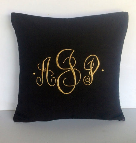 Gold Monogram Throw Pillow Cover, Gold Metallic Monogram Gifts, Gold Three Letter Dorm Decor, Gold, Silver,