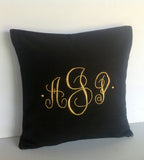 Gold Monogram Throw Pillow Cover, Gold Metallic Monogram Gifts, Gold Three Letter Dorm Decor, Gold, Silver,