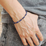 Men's Women Lapis Pyrite Sterling Silver Bracelet 925 Beads Clasp DiyNotion Handmade BR544