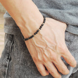 Men's Women Lava Rock Pyrite Sterling Silver Bracelet 925 Beads Clasp DiyNotion Handmade BR545