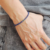 Men's Women Lapis Malachite Sterling Silver Bracelet 925 Beads Clasp DiyNotion Handmade BR547