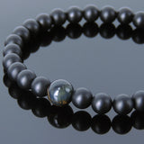 Men's Women Matte Black Onyx Mixed Blue Tiger Eye Bracelet Healing Gemstone DiyNotion Handmade BR548