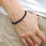 Men's Women Matte Black Onyx Mixed Blue Tiger Eye Bracelet Healing Gemstone DiyNotion Handmade BR548