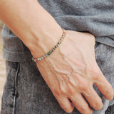 Men's Women Jasper Stone Gold Pyrite Grass Agate Sterling Silver Bracelet 925 Beads Clasp DiyNotion Handmade BR550