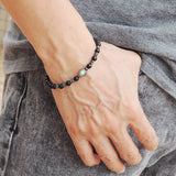 Men's Women Matte Black Onyx Labradorite Hematite Sterling Silver Bracelet 925 Beads Clasp DiyNotion Handmade BR554