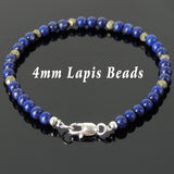 Men's Women Lapis Pyrite Sterling Silver Bracelet 925 Beads Clasp DiyNotion Handmade BR544
