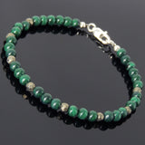 Men's Women Malachite Pyrite Sterling Silver Bracelet 925 Beads Clasp DiyNotion Handmade BR546
