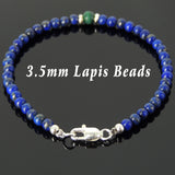Men's Women Lapis Malachite Sterling Silver Bracelet 925 Beads Clasp DiyNotion Handmade BR547