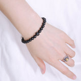 Men's Women Matte Black Onyx Mixed Blue Tiger Eye Bracelet Healing Gemstone DiyNotion Handmade BR548