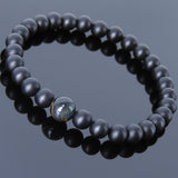 Men's Women Matte Black Onyx Mixed Blue Tiger Eye Bracelet Healing Gemstone DiyNotion Handmade BR548