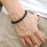 Men's Women Matte Black Onyx Mixed Blue Tiger Eye Bracelet Healing Gemstone DiyNotion Handmade BR549