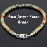Men's Women Jasper Stone Gold Pyrite Grass Agate Sterling Silver Bracelet 925 Beads Clasp DiyNotion Handmade BR550