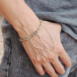 Men's Women Jasper Stone Bracelet 925 Sterling Silver Cross Bead DiyNotion Handmade BR551