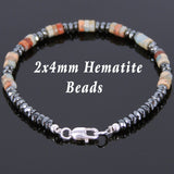 Men's Women Jasper Stone Hematite Sterling Silver Bracelet 925 Beads Clasp DiyNotion Handmade BR552