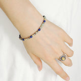 Men's Women Matte Black Onyx Jasper Stone Lapis Gold Pyrite Sterling Silver Bracelet 925 Beads Clasp DiyNotion Handmade BR553