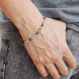 Men's Women Matte Black Onyx Jasper Stone Lapis Gold Pyrite Sterling Silver Bracelet 925 Beads Clasp DiyNotion Handmade BR553