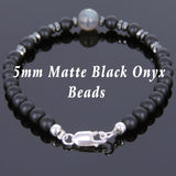 Men's Women Matte Black Onyx Labradorite Hematite Sterling Silver Bracelet 925 Beads Clasp DiyNotion Handmade BR554