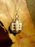 Vintage Mother of Pearl Button & Buckle Pendant Necklace, 18" Sterling Silver Chain, MOP Button Necklace, MOP Buckle Pendant, MPN178