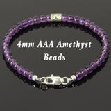 Men's Women Amethyst Sterling Silver Bracelet 925 Bead Clasp Gemstone DiyNotion Handmade BR226