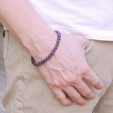 Handmade Men Women Gemstone Bracelet Amethyst 925 Sterling Silver Spacer Clasp DiyNotion BR357