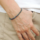 Men's Women Mixed Chrysocolla Lapis Sterling Silver Bracelet 925 Beads Clasp DiyNotion Handmade BR555