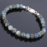 Men's Women Natural Kyanite Sterling Silver Bracelet 925 Beads Clasp DiyNotion Handmade BR556