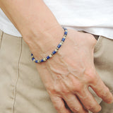 Men's Women Lapis Pyrite Jasper Stone Sterling Silver Bracelet 925 Beads Clasp DiyNotion Handmade BR557