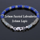 Men's Women Lapis Labradorite Sterling Silver Bracelet 925 Beads Clasp DiyNotion Handmade BR559