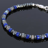 Men's Women Lapis Labradorite Hematite Sterling Silver Bracelet 925 Beads Clasp DiyNotion Handmade BR560