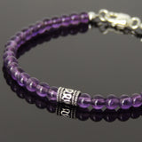 Men's Women Amethyst Sterling Silver Bracelet 925 Bead Clasp Gemstone DiyNotion Handmade BR226